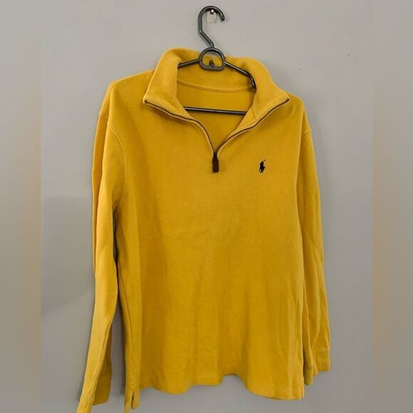 Polo Ralph Lauren Quarter Zip Sweater Long Sleeve Pullover Yellow Soft Size M - Picture 4 of 10